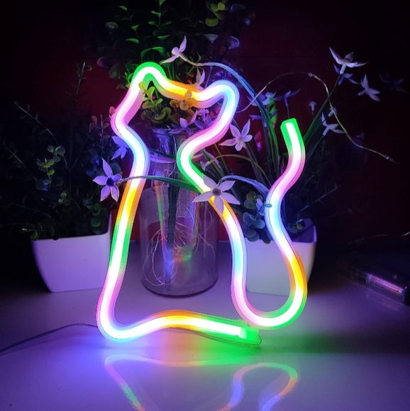 Multicolored Kitty Neon Sign LED Cat Wall Decor Lamp Decor USB or Batteries New - Picture 2 of 7